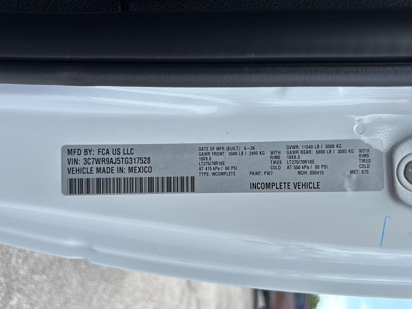 2026 RAM Ram 3500 Chassis Cab RAM 3500 TRADESMAN CHASSIS REGULAR CAB 4X4 60' CA