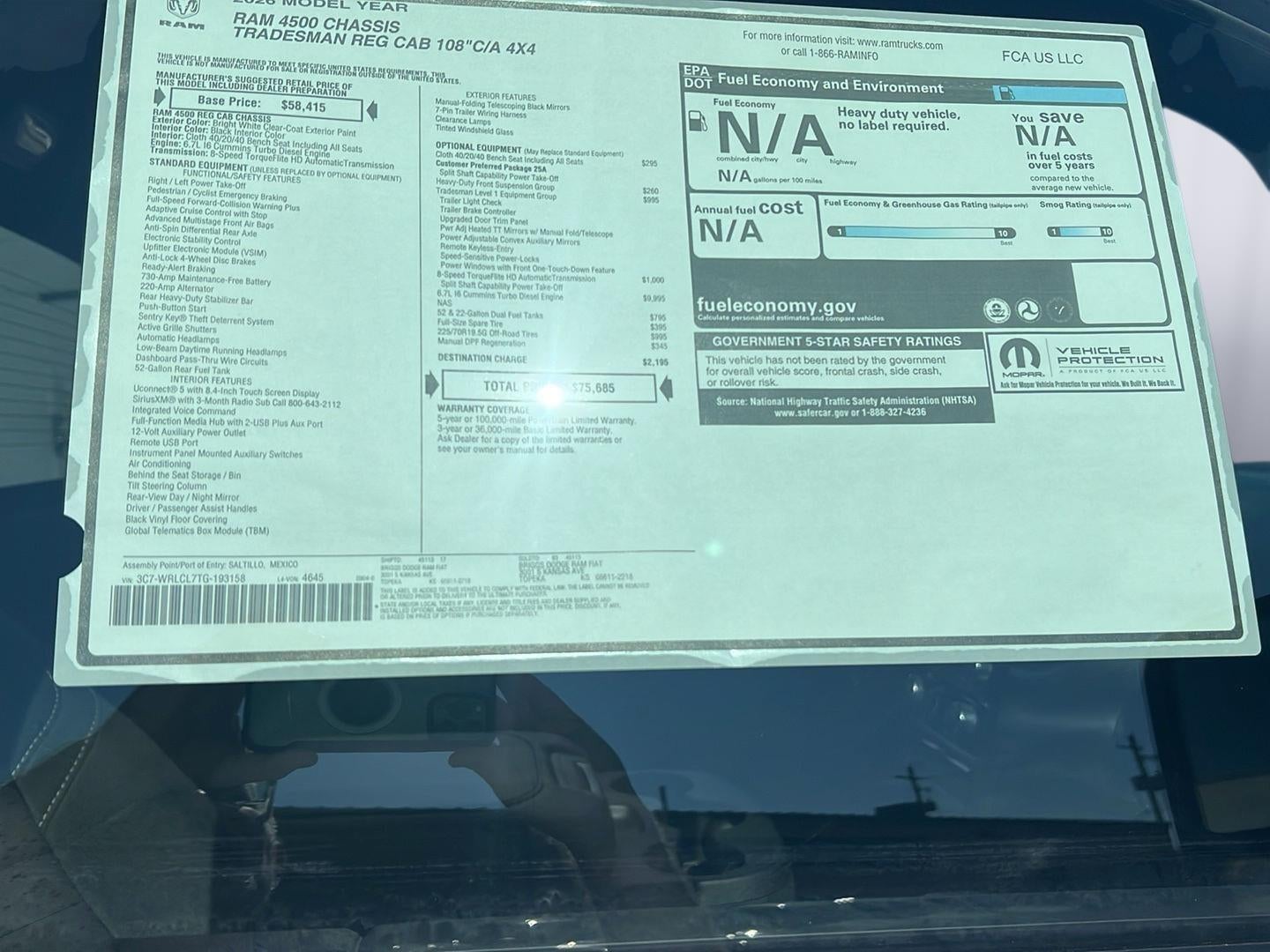 2026 RAM Ram 4500 Chassis Cab RAM 4500 TRADESMAN CHASSIS REGULAR CAB 4X4 108' CA