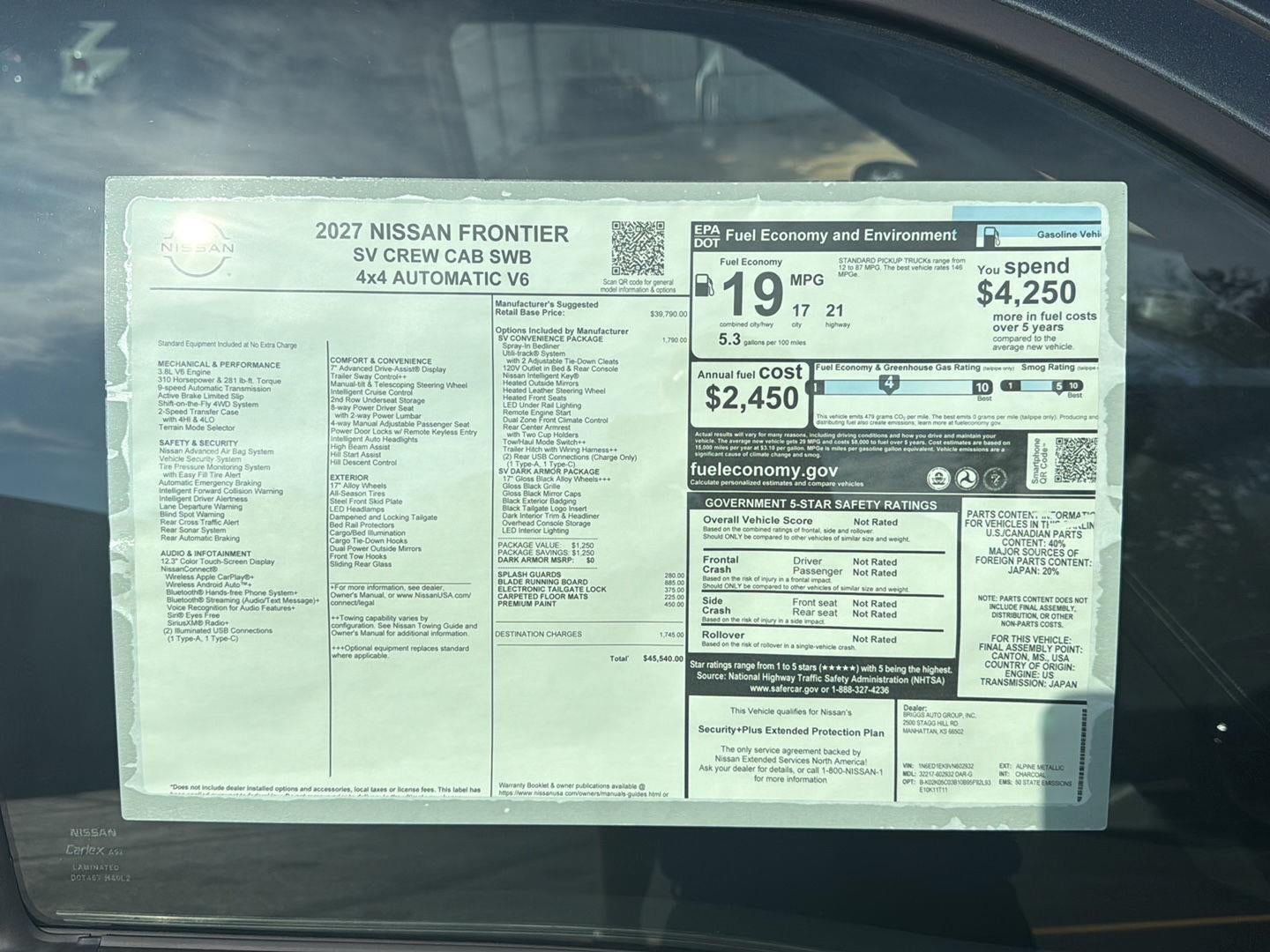 2027 Nissan Frontier SV