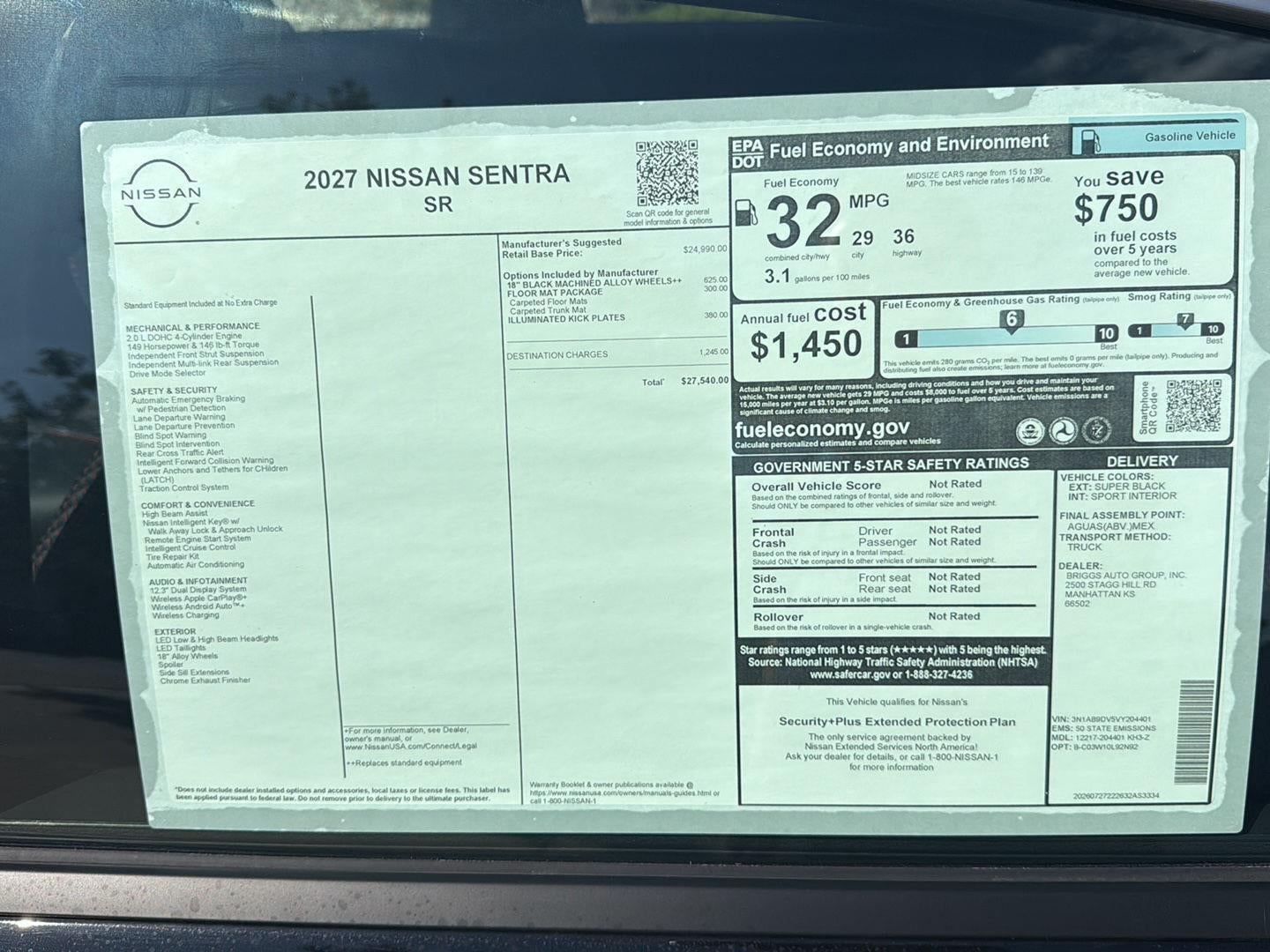 2027 Nissan Sentra SR