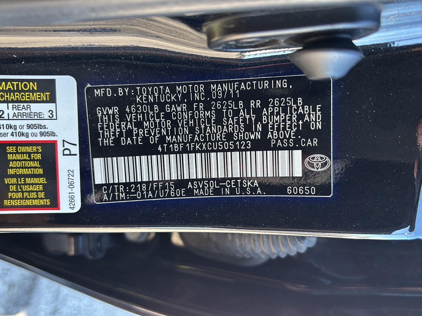 2012 Toyota CAMRY Base