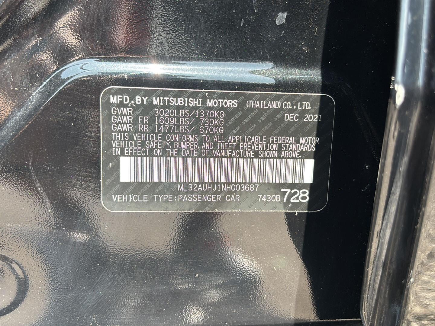 2022 Mitsubishi Mirage ES