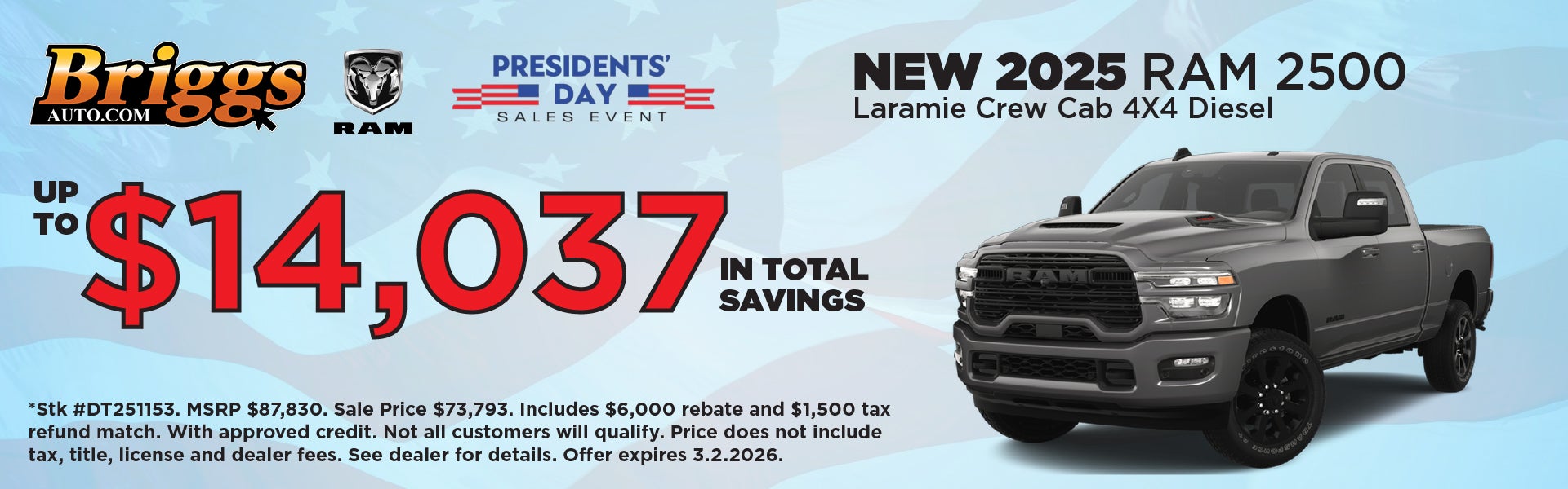 New 2025 RAM 2500 Laramie Crew Cab 4X4 Diesel