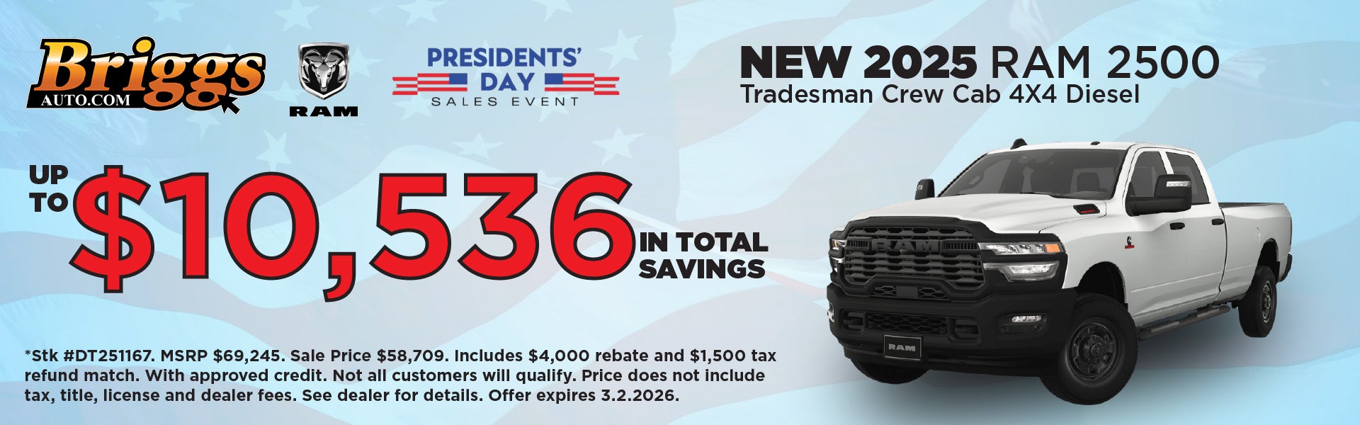 New 2025 RAM 2500 Tradesman Crew Cab 4X4 Diesel