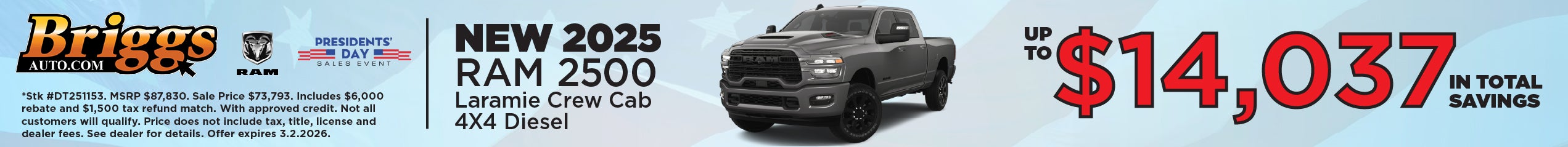 New 2026 RAM 2500 Laramie Crew Cab 4X4 Diesel