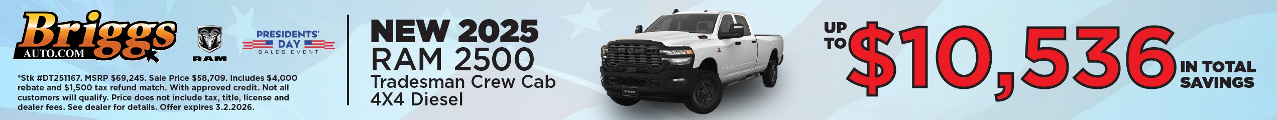 New 2026 RAM 2500 Tradesman Crew Cab 4X4 Diesel