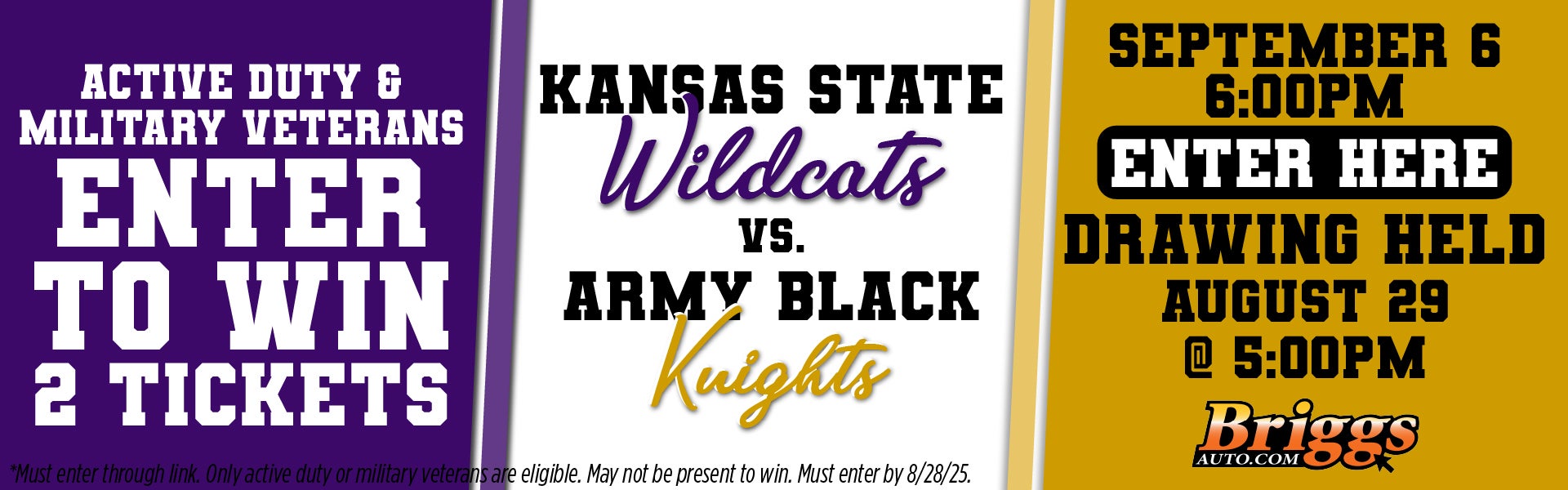 Enter to Win K-State vs Army Tickets from Briggs Auto